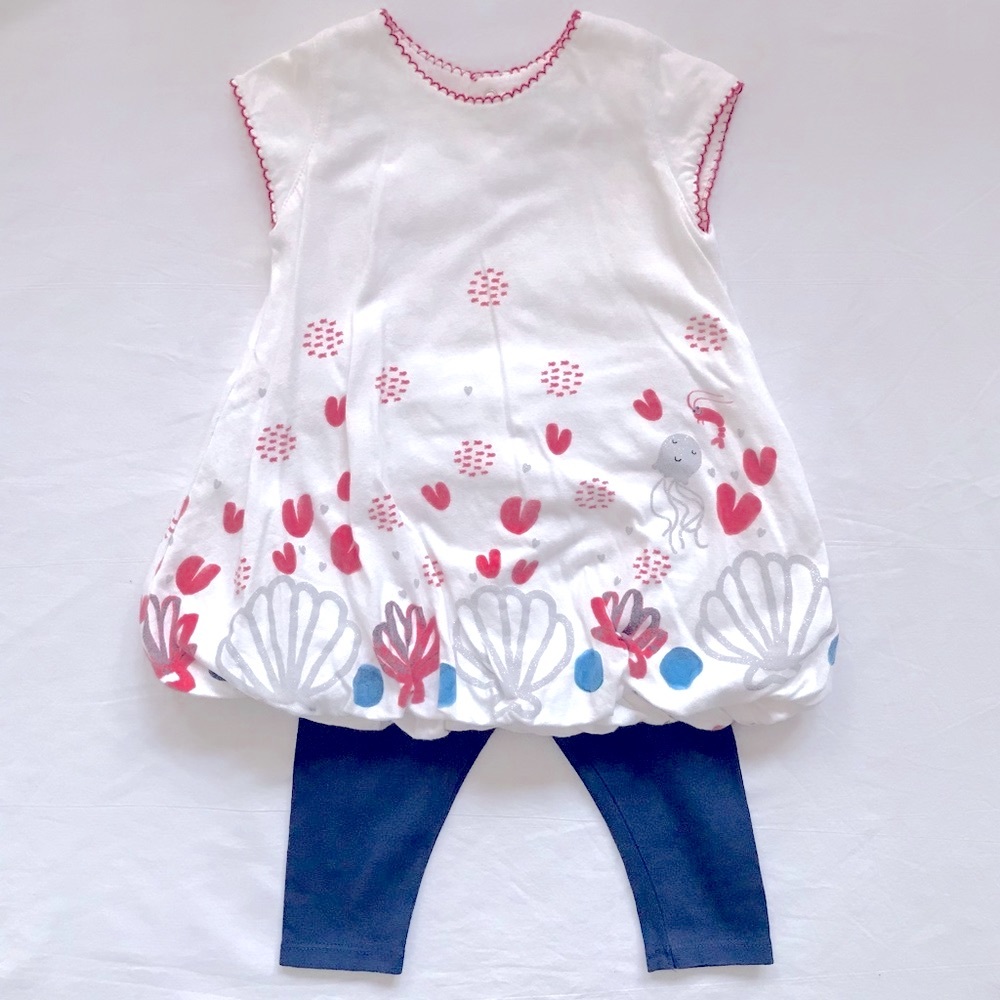 Catimini Dress and Leggings 9M - perfect for twins